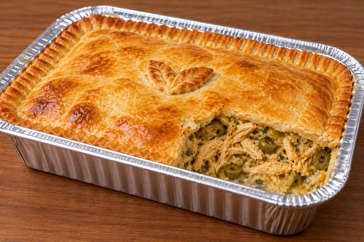 Empadão de frango com requeijão e azeitona