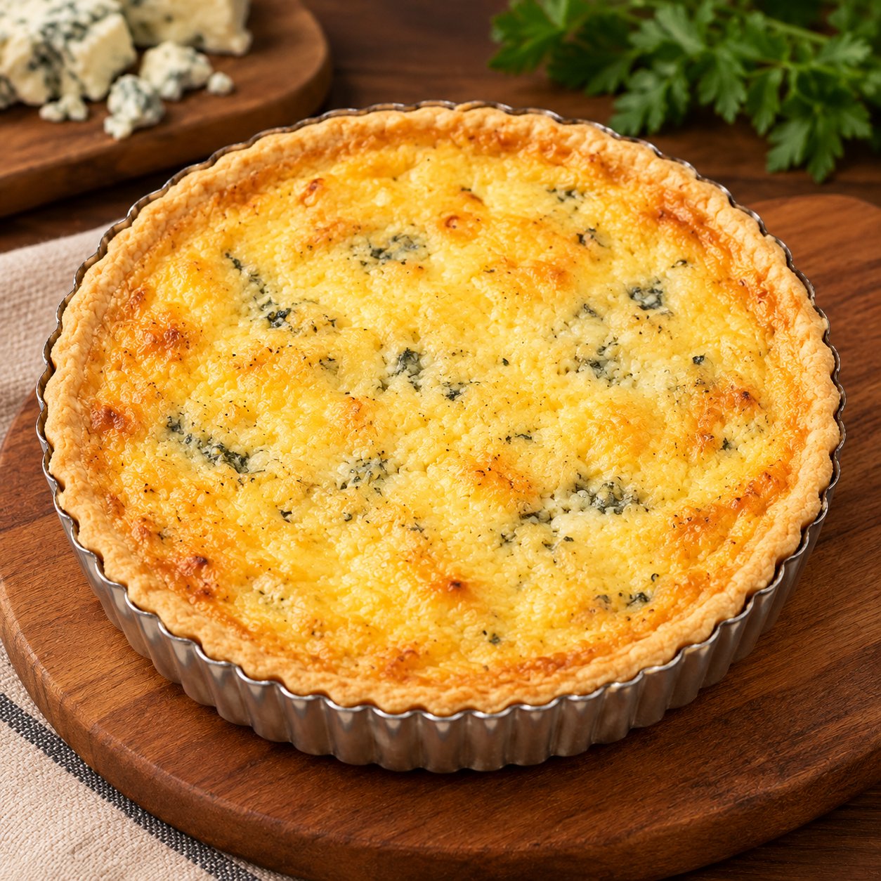 Quiche de cebola caramelizada com gorgonzola